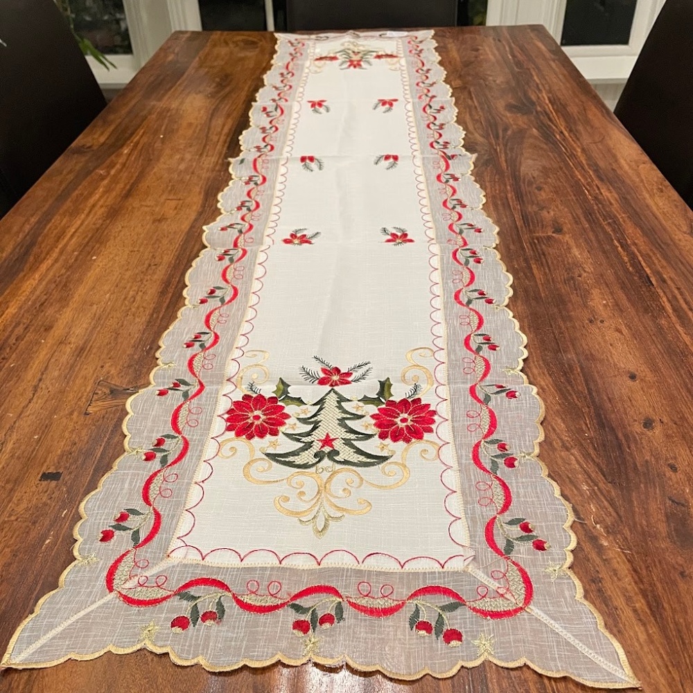 Beautiful New Christmas embrodery table runner.